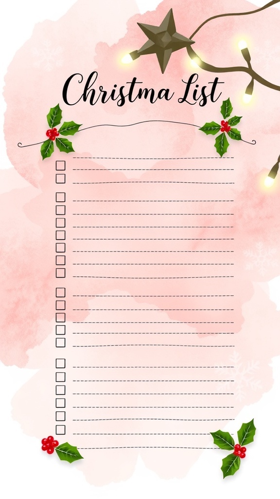 Aesthetic Christmas List Design Ideas Aesthetic Christmas list design with watercolor background, decorative elements, and organized layout.